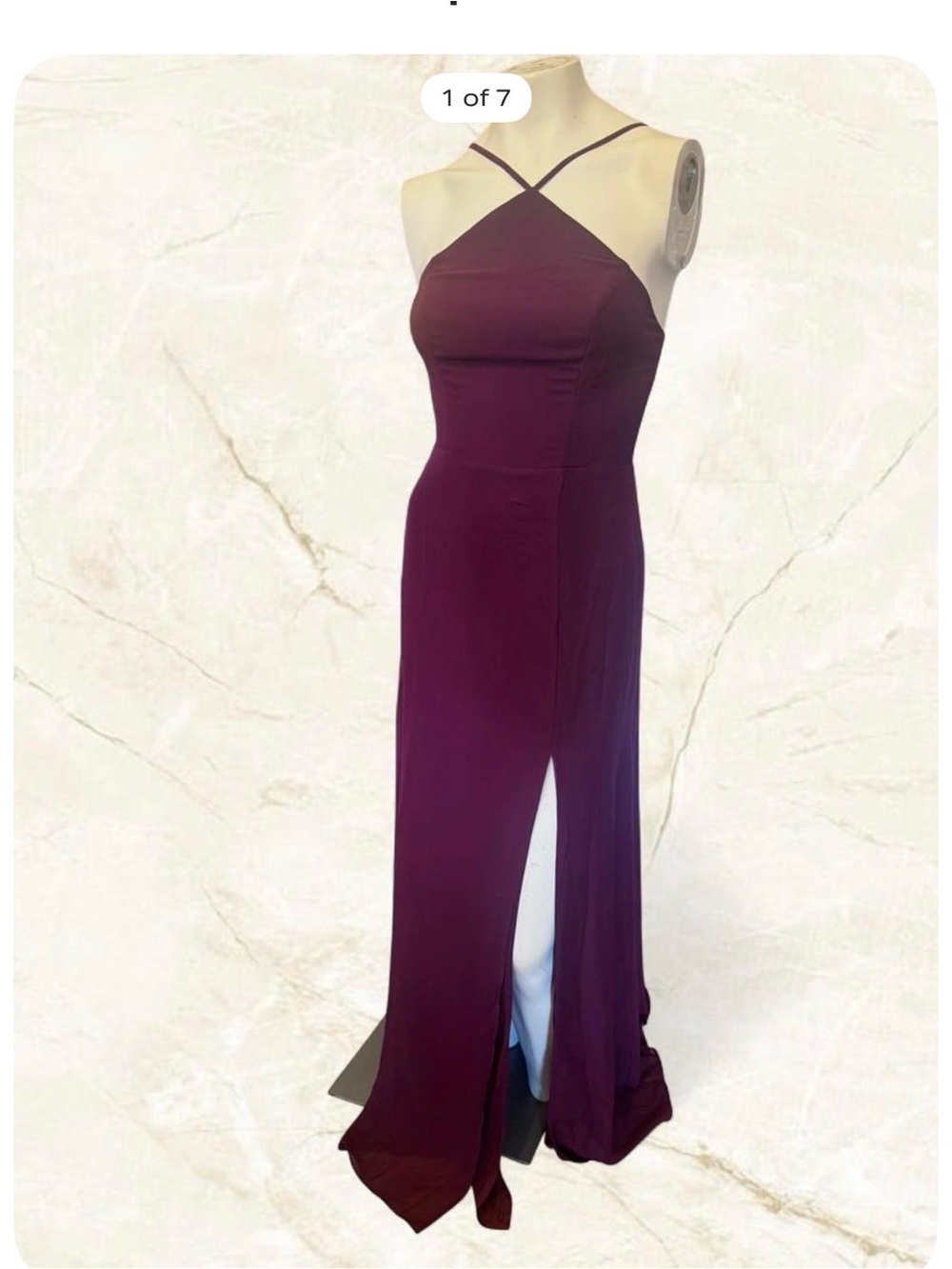 NWT Birdy Grey Cabernet Juliet Halter Maxi Dress with Slit- Small